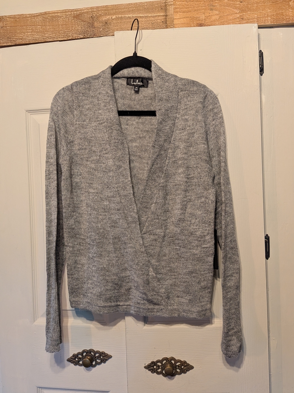Lulus Light Gray Open-Front Balletcore Knit Sweater Size Medium